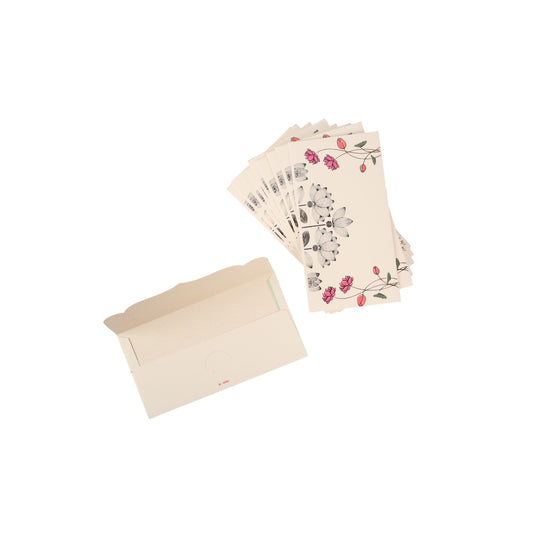 Set of 10 white lotus envelope set by Dabbiyan, featuring elegant white paper envelopes for special occasions or mailing needs.
