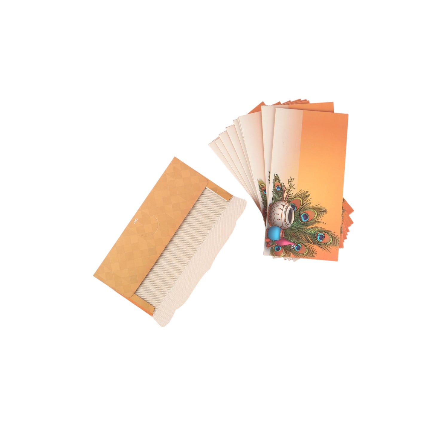 Set of 10 Morpankh envelope set by Dabbiyan, featuring intricate design and traditional craftsmanship in a close-up shot.
