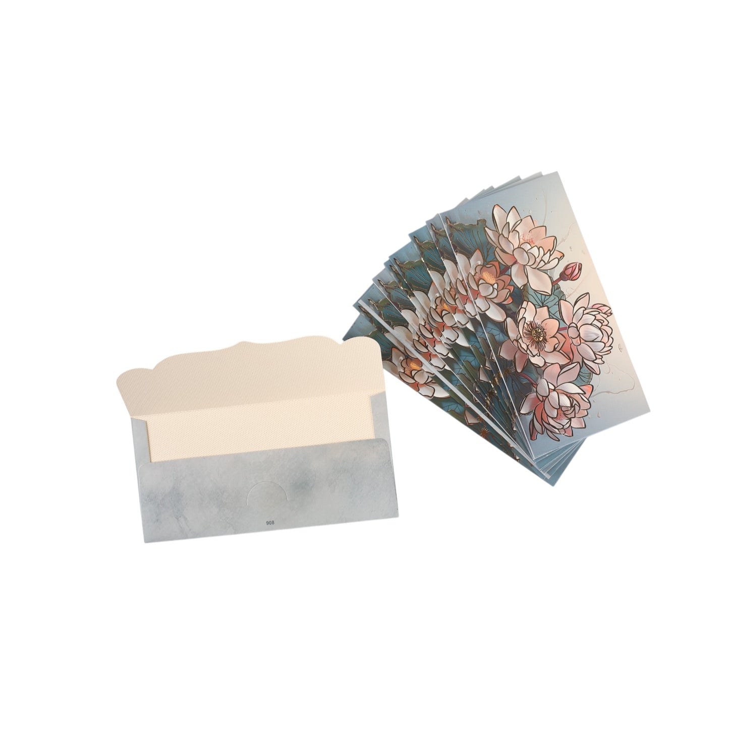 Peach Lotus Envelope Set of 10