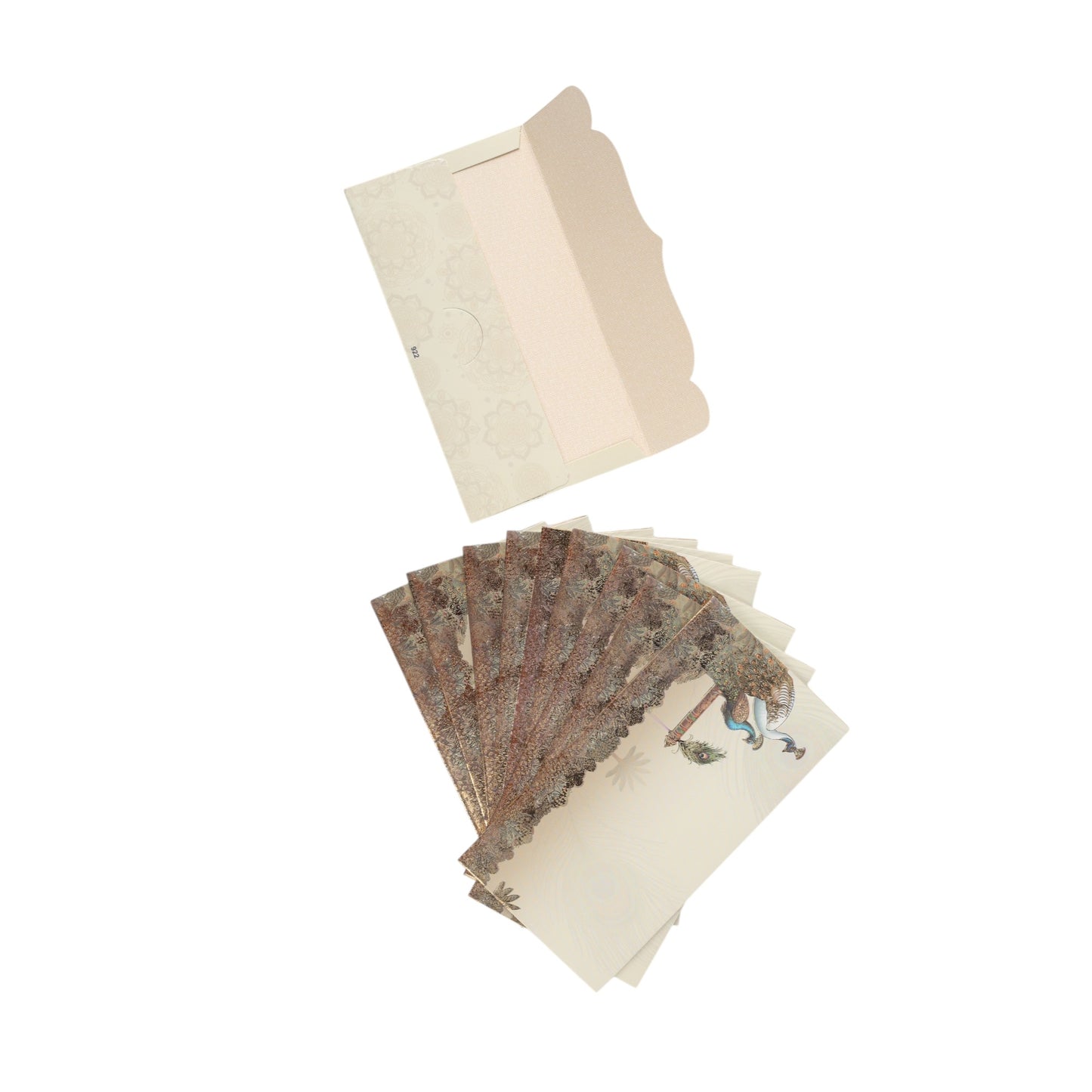 Peacocks along with a feather Envelope Set of 10