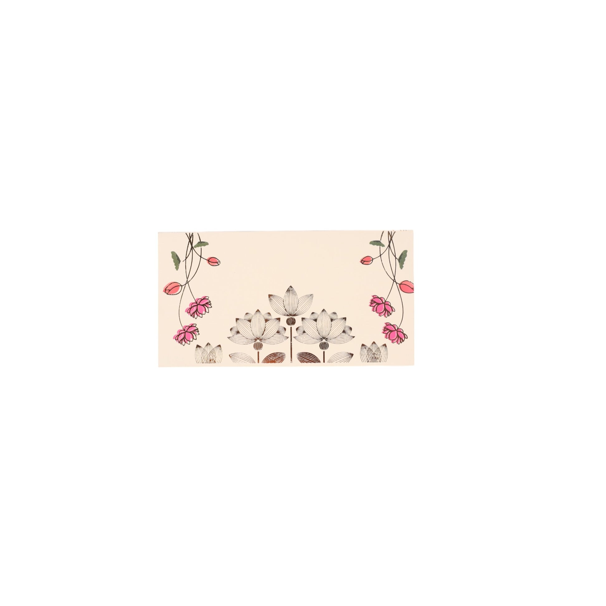 Set of 10 white Lotus envelope set by Dabbiyan, showing elegant paper envelopes with Lotus design on a white background.
