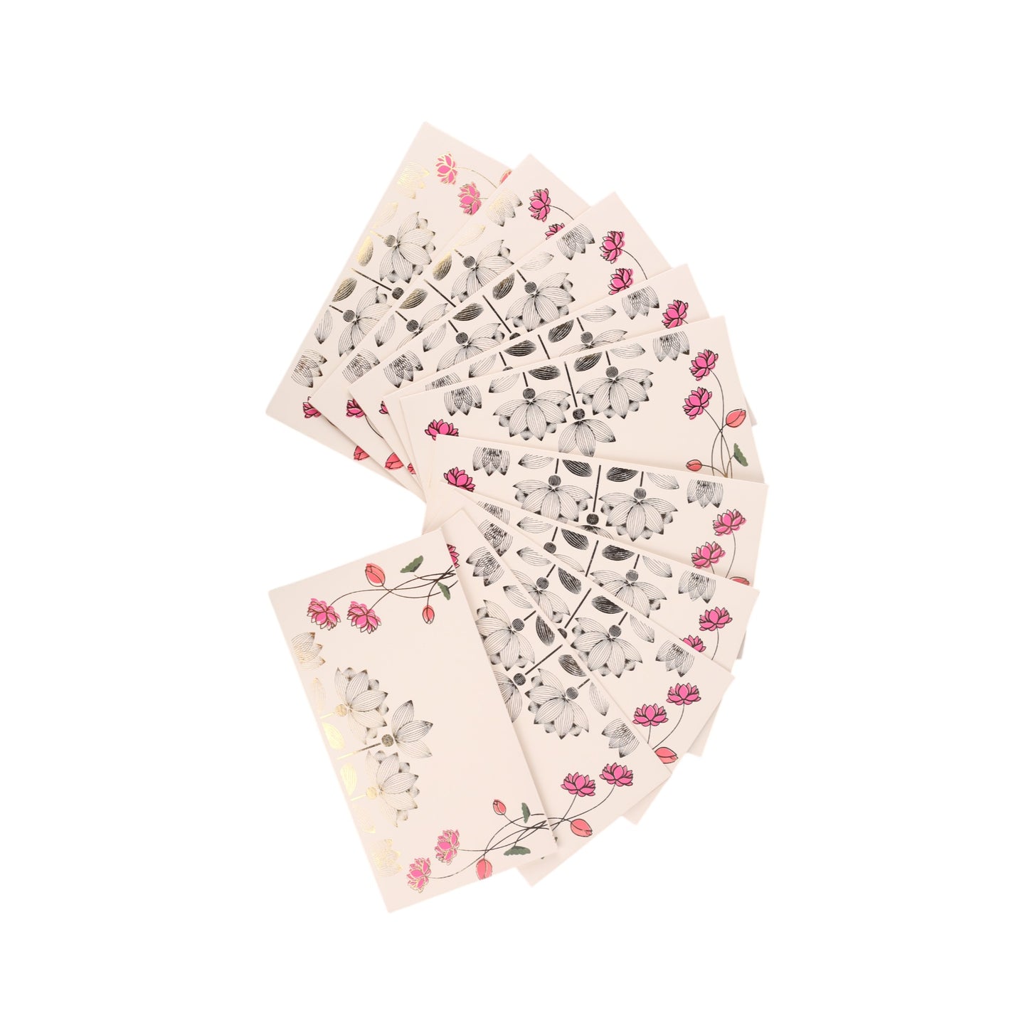 Set of 10 white Lotus envelope set by Dabbiyan, featuring elegant paper envelopes for invitations or special occasions.