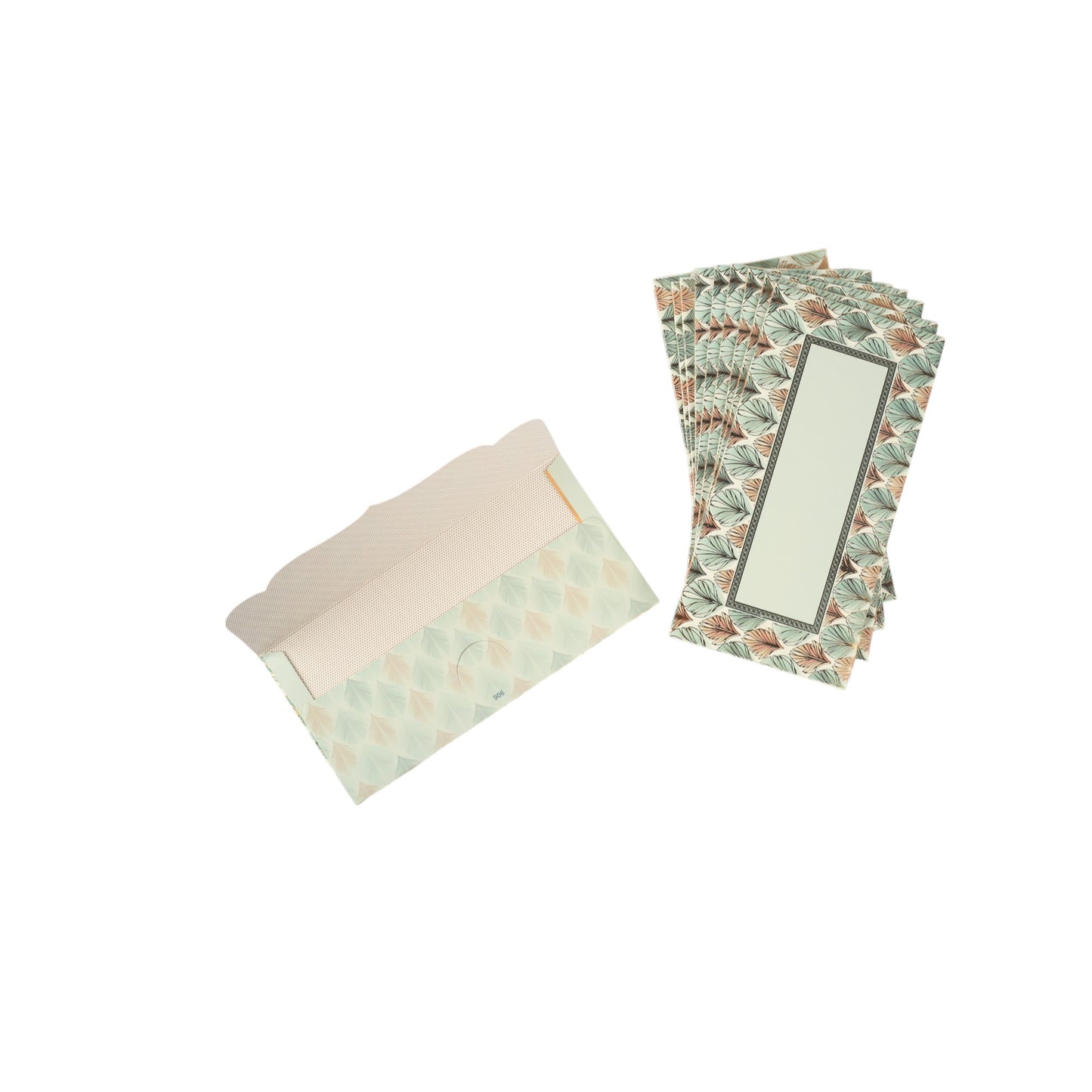 Set of 10 abstract leaf envelope stationery by Dabbiyan, featuring elegant leaf designs in a stylish, modern pattern.